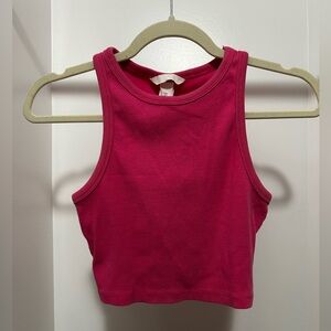 H&M Bright Hot Pink Ribbed Cropped Tank